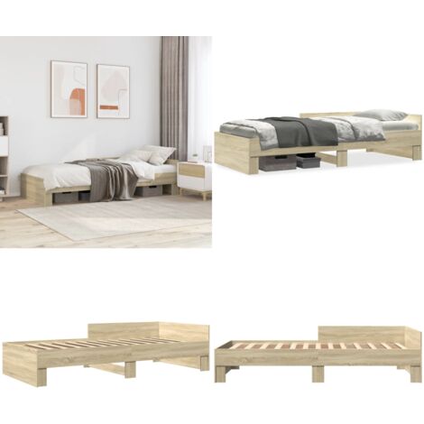 Estructura de cama sin colchón madera roble Sonoma 75x190 cm - Estructura de cama - Madera de ingeniería