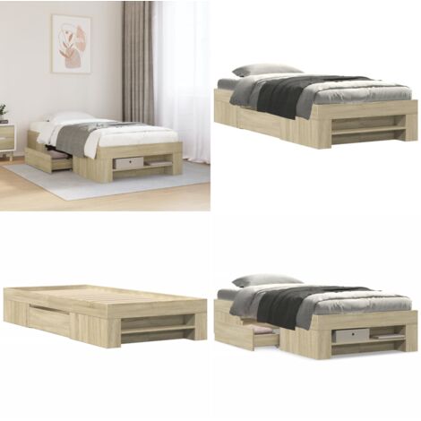 Estructura de cama sin colchón madera roble Sonoma 75x190 cm - Estructura de cama - Madera de ingeniería