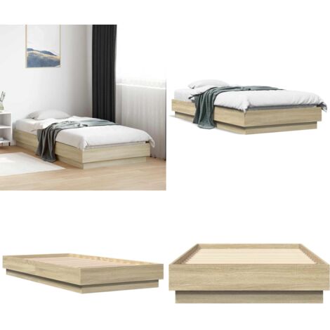 Estructura de cama sin colchón madera roble Sonoma 90x190 cm - Estructura de cama - Madera de ingeniería