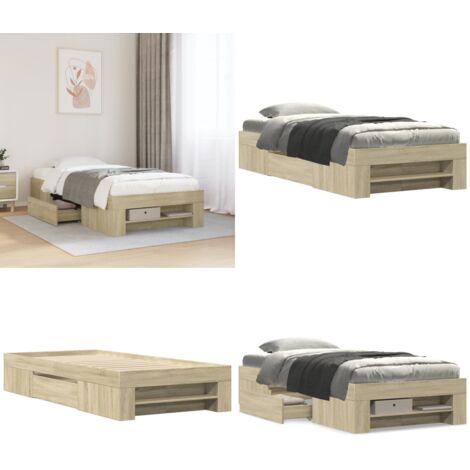 Estructura de cama sin colchón madera roble Sonoma 90x190 cm - Estructura de cama - Madera de ingeniería