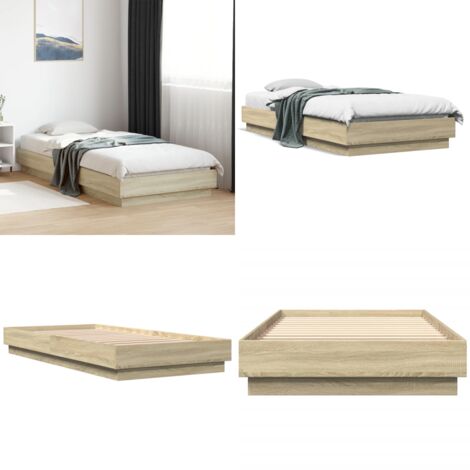 Estructura de cama sin colchón madera roble Sonoma 90x200 cm - Estructura de cama - Madera de ingeniería