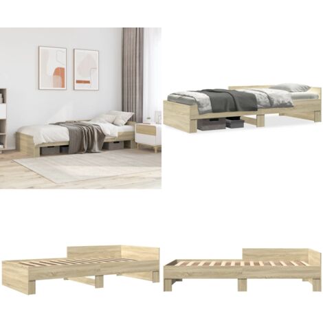 Estructura de cama sin colchón madera roble Sonoma 90x200 cm - Estructura de cama - Madera de ingeniería