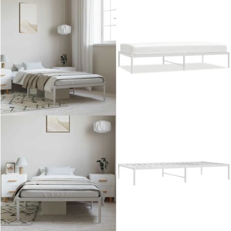 Estructura de cama sin colchón metal blanco 100x190 cm - Cama sin colchón - Estructura metálica