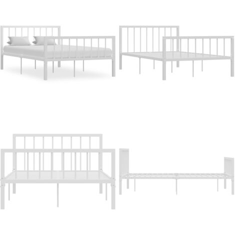 Estructura de cama sin colchón metal blanco 120x200 cm - Cama de metal - Cama sin colchón