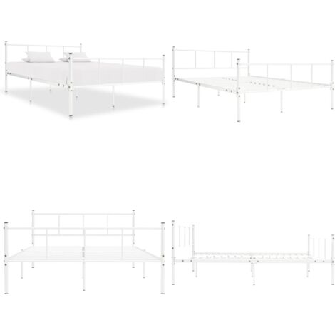 Estructura de cama sin colchón metal blanco 120x200 cm - Estructura de cama - Cama de metal