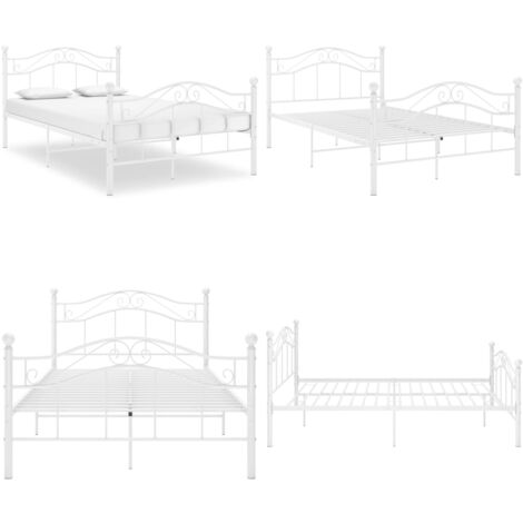 Estructura de cama sin colchón metal blanco 120x200 cm - Estructura de cama - Cama doble