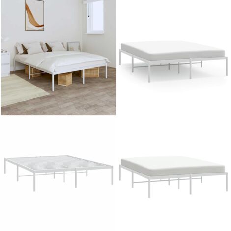 Estructura de cama sin colchón metal blanco 140x190 cm - Estructura de cama - Cama sin colchón