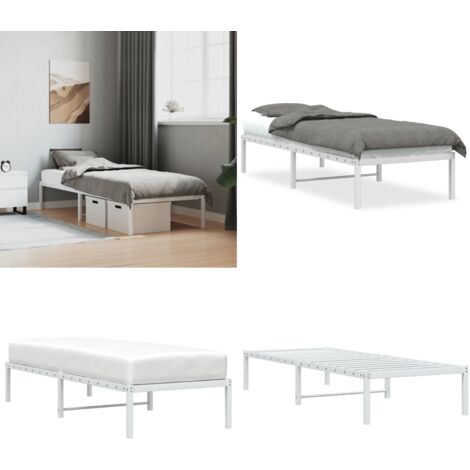 Estructura de cama sin colchón metal blanco 75x190 cm - Cama sin colchón - Cama de metal