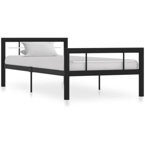 Estructura de cama sin colchón metal blanco y negro 90x200 cm vidaXL