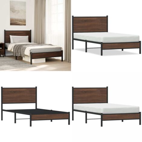 Estructura de cama sin colchón metal marrón roble 100x200 cm - Cama sin colchón - Estructura metálica