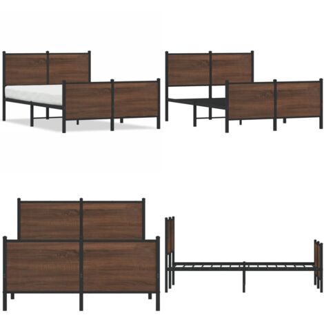 Estructura de cama sin colchón metal marrón roble 120x190 cm - Cama sin colchón - Estructura metálica