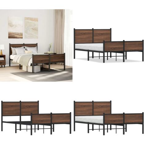 Estructura de cama sin colchón metal marrón roble 120x190 cm - Cama sin colchón - Estructura metálica