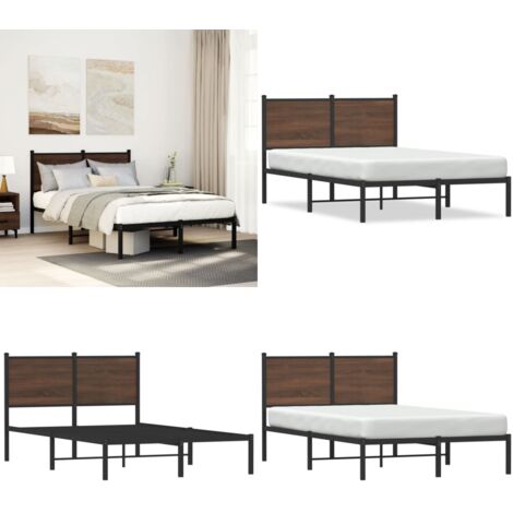 Estructura de cama sin colchón metal marrón roble 120x200 cm - Cama sin colchón - Estructura metálica