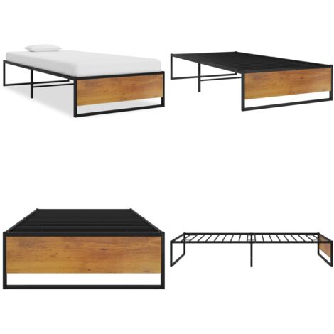 Estructura de cama sin colchón metal negro 100x200 cm - Cama de metal - Cama de láminas