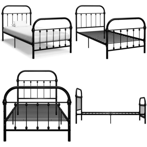 Estructura de cama sin colchón metal negro 100x200 cm - Cama de metal - Cama sin colchón