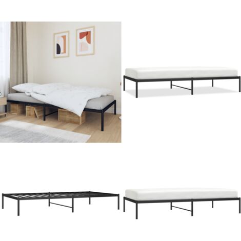 Estructura de cama sin colchón metal negro 107x203 cm - Cama sin colchón - Cama de metal