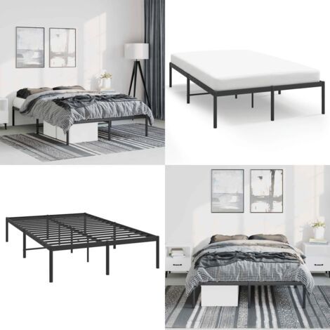 Estructura de cama sin colchón metal negro 135x190 cm - Cama sin colchón - Estructura metálica