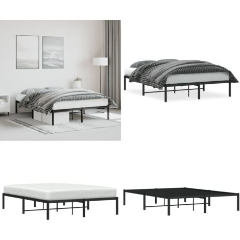 Estructura de cama sin colchón metal negro 140x190 cm - Cama sin colchón - Cama de metal