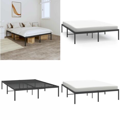 Estructura de cama sin colchón metal negro 140x190 cm - Cama sin colchón - Cama de metal