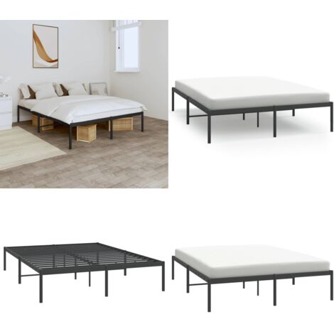Estructura de cama sin colchón metal negro 150x200 cm - Cama sin colchón - Estructura metálica