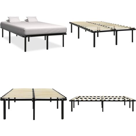 Estructura de cama sin colchón metal negro 160x200 cm - Cama sin colchón - Estructura de cama de metal