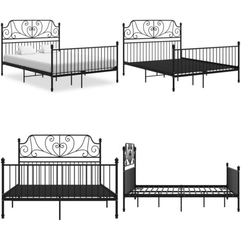 Estructura de cama sin colchón metal negro 160x200 cm - Estructura de cama - Cama sin colchón