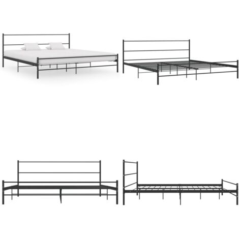 Estructura de cama sin colchón metal negro 180x200 cm - Estructura de cama - Cama de metal