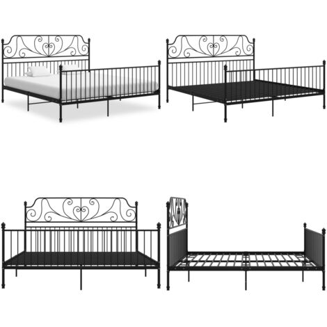 Estructura de cama sin colchón metal negro 180x200 cm - Estructura de cama - Cama sin colchón