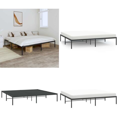 Estructura de cama sin colchón metal negro 200x200 cm - Cama sin colchón - Estructura metálica