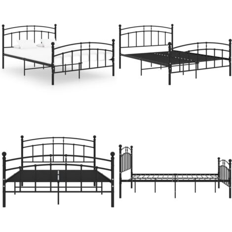 Estructura de cama sin colchón metal negro 200x200 cm - Estructura de cama - Cama sin colchón