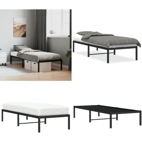Estructura de cama sin colchón metal negro 75x190 cm - Cama sin colchón - Cama de metal