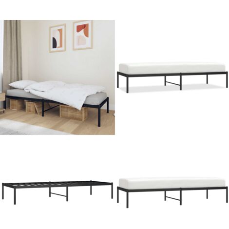 Estructura de cama sin colchón metal negro 75x190 cm - Cama sin colchón - Cama de metal