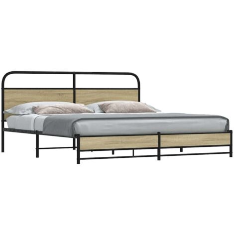 Estructura de cama sin colchón metal roble  180x200 cm