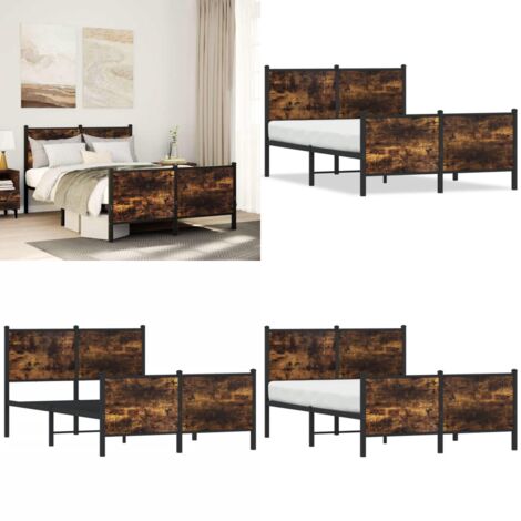 Estructura de cama sin colchón metal roble ahumado 120x190 cm - Cama sin colchón - Cama de metal