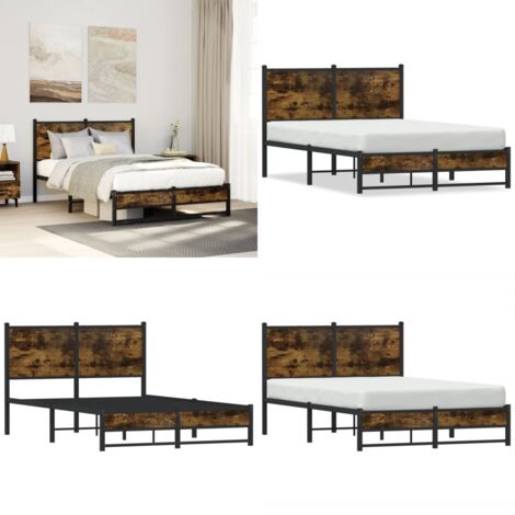 Estructura de cama sin colchón metal roble ahumado 120x190 cm - Cama sin colchón - Estructura metálica
