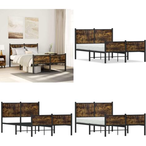 Estructura de cama sin colchón metal roble ahumado 120x200 cm - Cama sin colchón - Estructura metálica