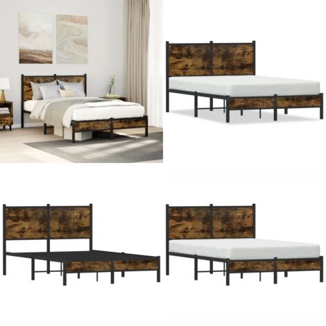 Estructura de cama sin colchón metal roble ahumado 120x200 cm - Estructura de cama - Cama de invitados