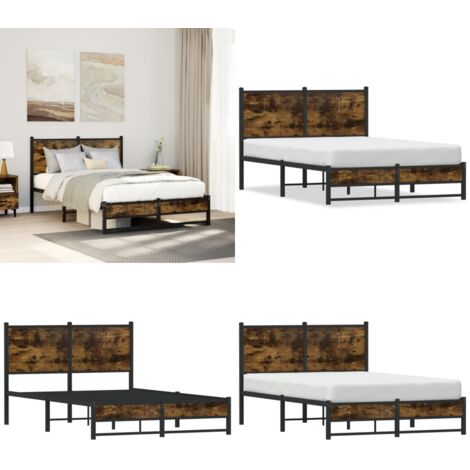 Estructura de cama sin colchón metal roble ahumado 120x200 cm - Estructura de cama - Cama de invitados