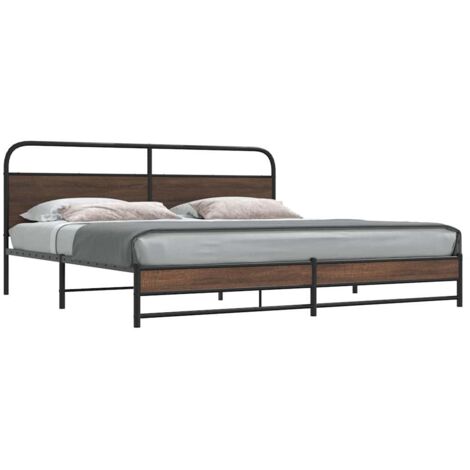 Estructura de cama sin colchón metal roble marrón 180x200 cm