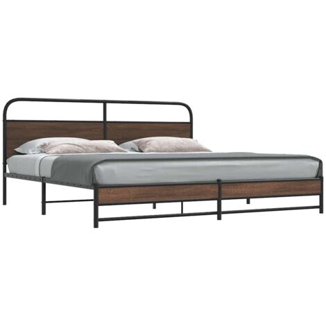 Estructura de cama sin colchón metal roble marrón 200x200 cm