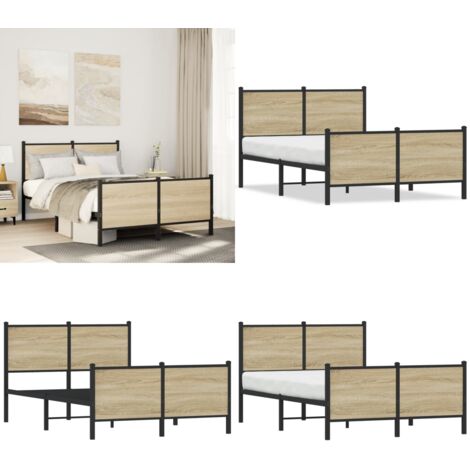 Estructura de cama sin colchón metal roble Sonoma 120x190 cm - Cama sin colchón - Estructura metálica