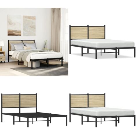 Estructura de cama sin colchón metal roble Sonoma 120x200 cm - Cama sin colchón - Cama de invitados