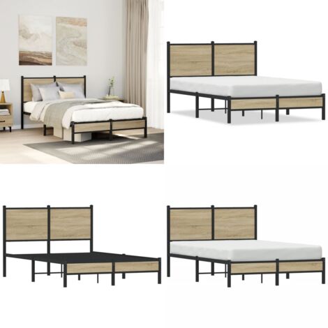 Estructura de cama sin colchón metal roble Sonoma 120x200 cm - Cama sin colchón - Cama de invitados