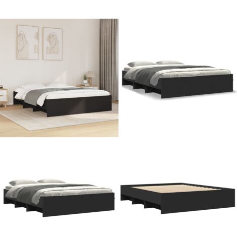 Estructura de cama sin colchón negro 160x200 cm - Estructura de cama - Somier de láminas