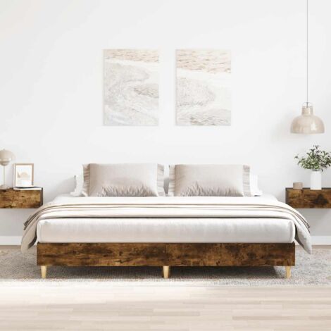 Estructura de cama sin colchón roble ahumado 180x200 cm vidaXL