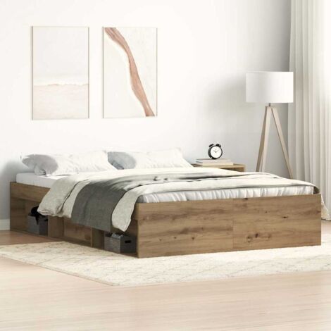 Estructura de cama sin colchón roble artesanal 135x190 cm vidaXL