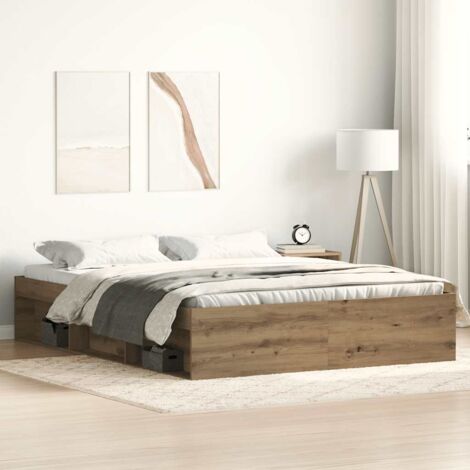 Estructura de cama sin colchón roble artesanal 150x200 cm vidaXL