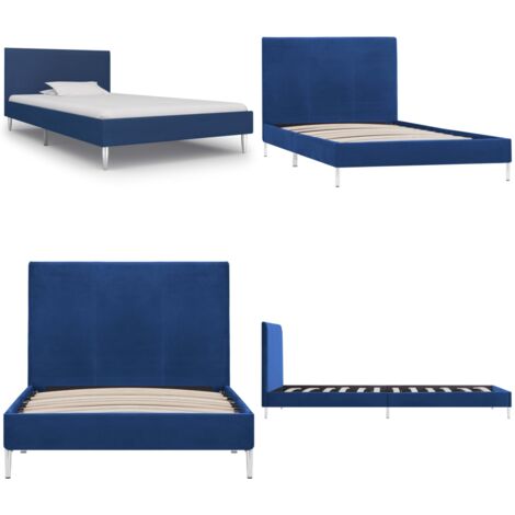 Estructura de cama sin colchón tela azul 90x200 cm - Cama sin colchón - Cama azul