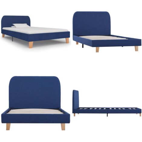Estructura de cama sin colchón tela azul 90x200 cm - Cama sin colchón - Cama de madera