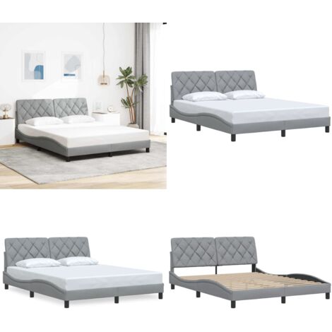 Estructura de cama sin colchón tela gris claro 160x200 cm - Estructura de cama - Cabecero de cama